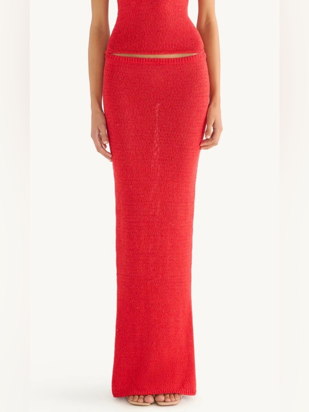 Asta Resort Carolina Skirt Rossa Sequin Red Maxi Knit Skirt Size S